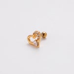 Gold color / 1 Piece Simple Series Simple Heart Titanium Steel   Gold Color Material Zircon Women's Stud Earrings 